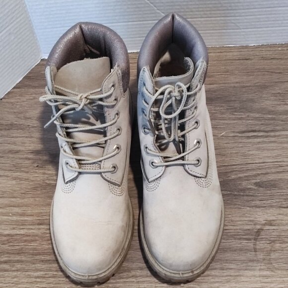 Timberland Insulated Lace Up Combat Boots Sz 7 Grey Silver Leather Retro Booties - Picture 4 of 14